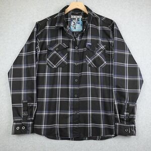 Dixxon Flannel The Tradesman Shirt Womens 2XL (W2X) Black Blue Plaid Button Down